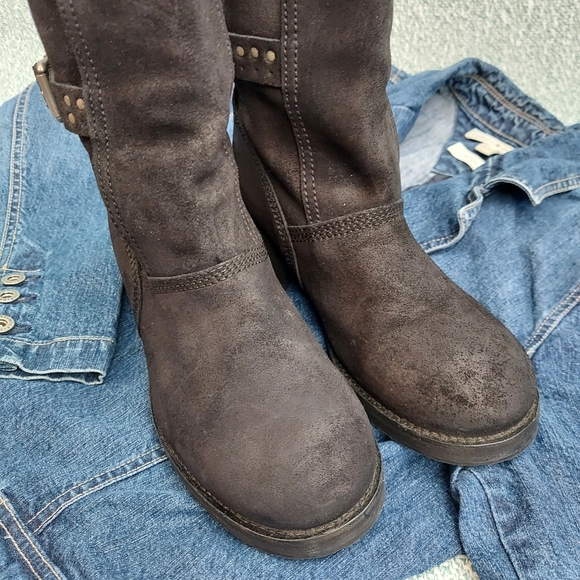 Diesel Oiled Suede/Leather Moto Boots - Picture 3 of 16
